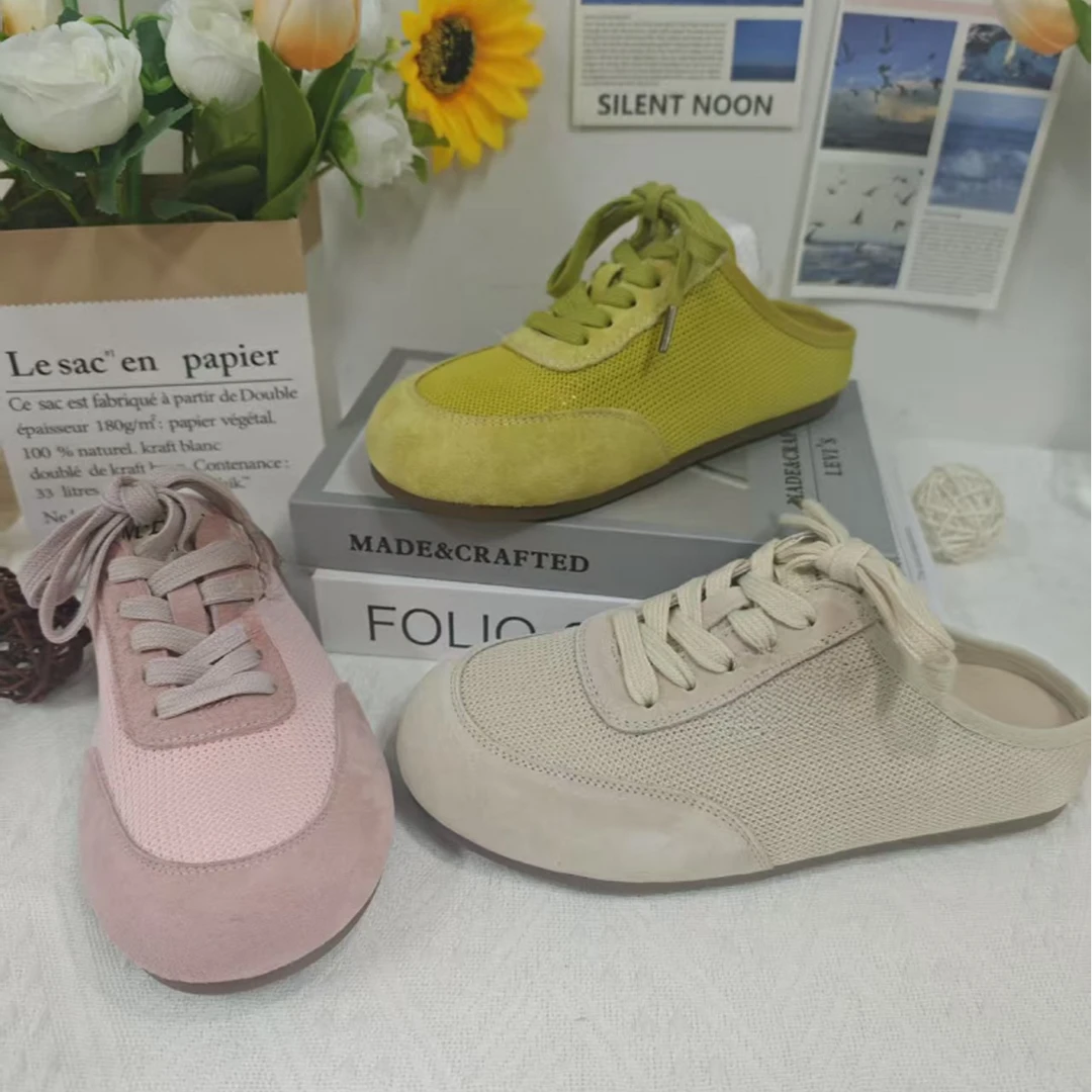 半拖鞋女夏季外穿透气2025新款百搭不累脚软底凉拖鞋25001