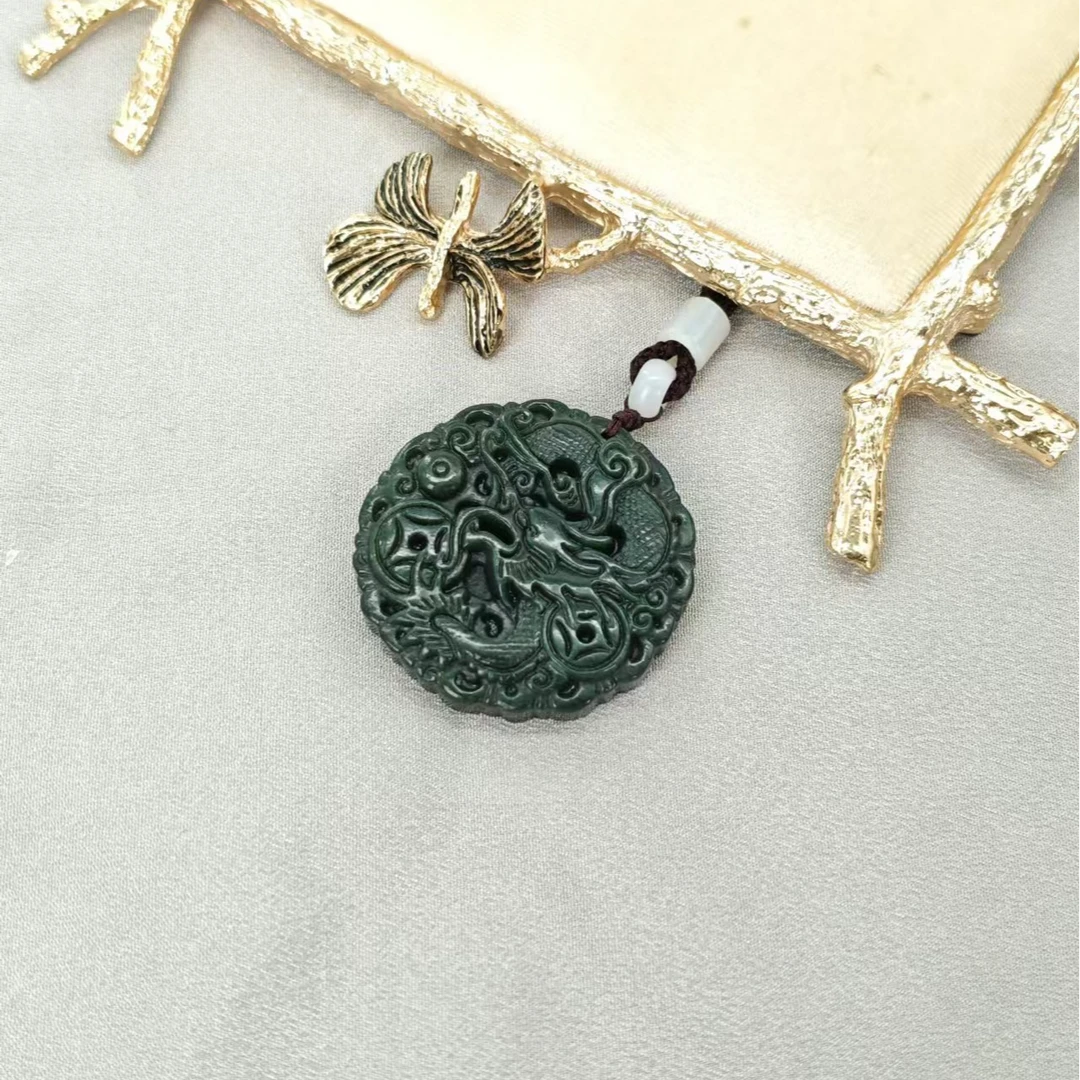 端午节特惠和田黑青玉龙形吊坠/NYXF-BYDZ-100（多样性发货）