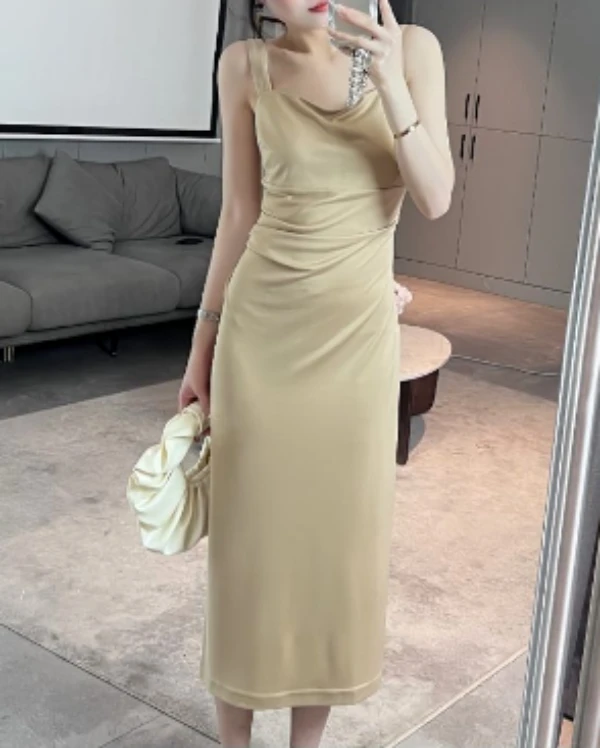 009长款吊带连衣裙