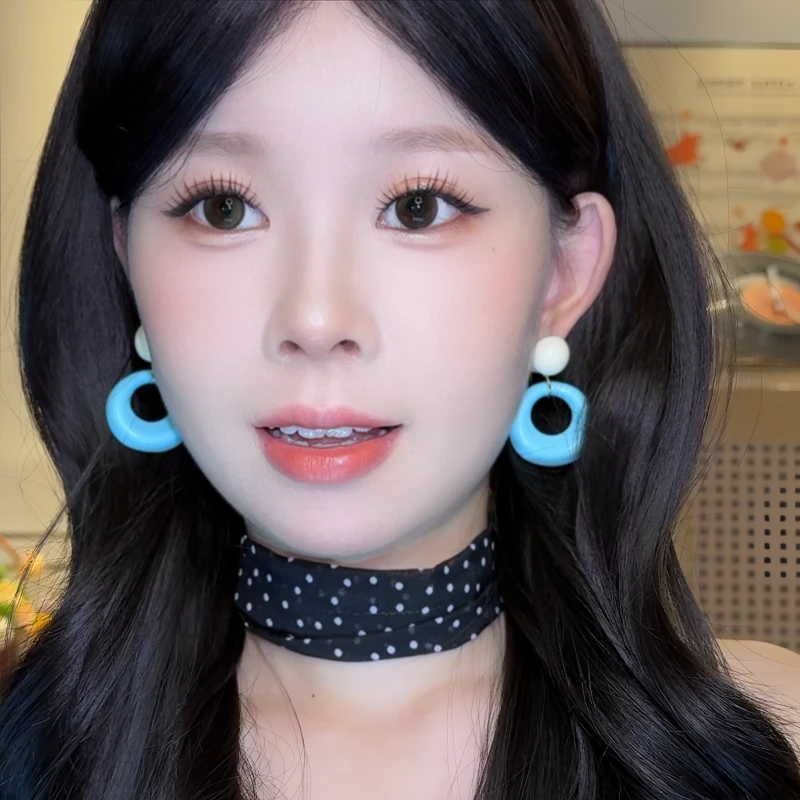 合金耳饰 夏日撞色圈圈耳环小众圆圈耳钉春夏新款多巴胺夸张耳饰