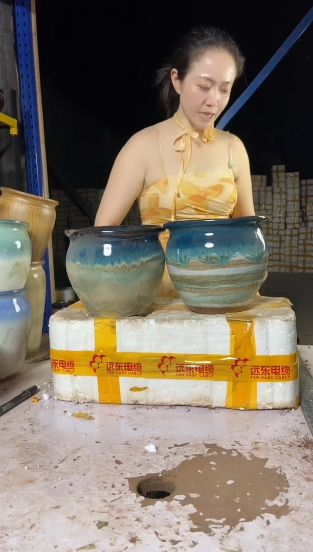 宜兴紫砂粗陶花盆20/18