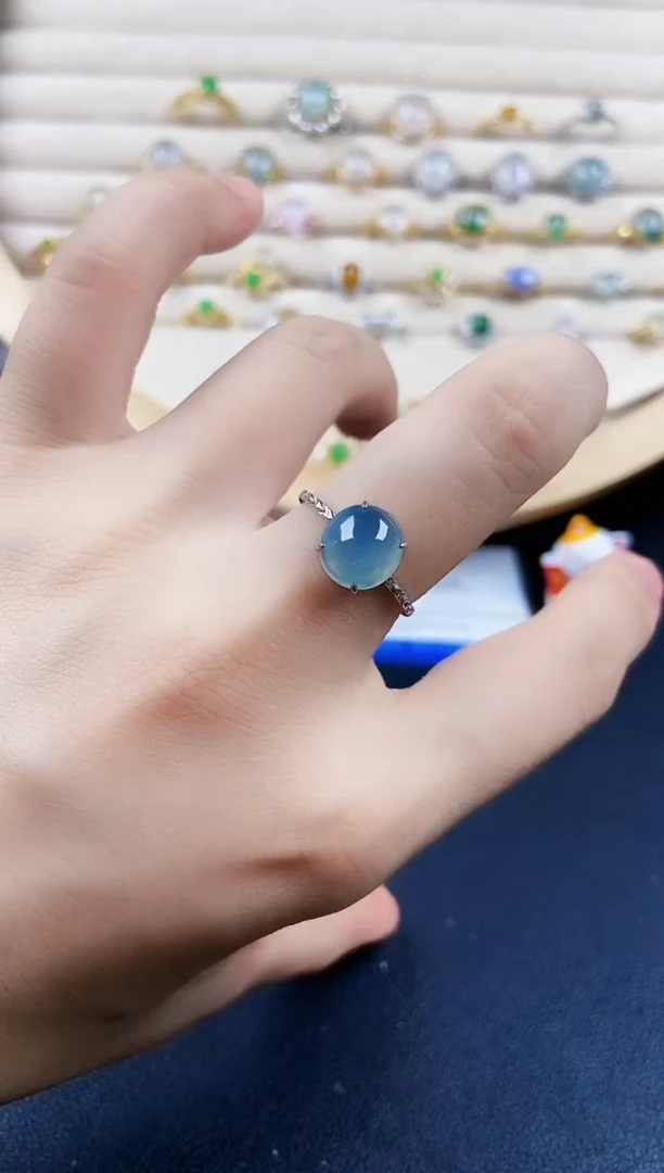 翡翠戒指银S925镶嵌384981