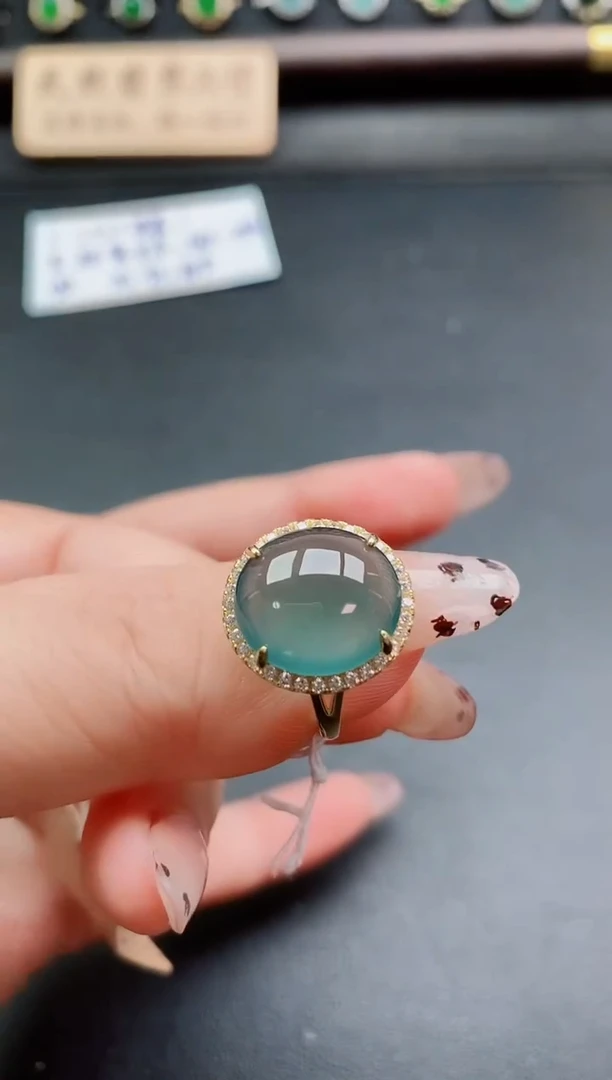 银S925镶嵌戒指翡翠1