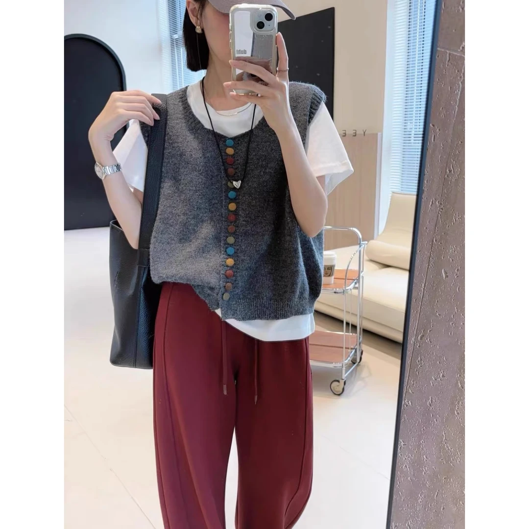 糖果扣马甲」版型超好柔糯！圆领叠穿显瘦针织马甲开衫
