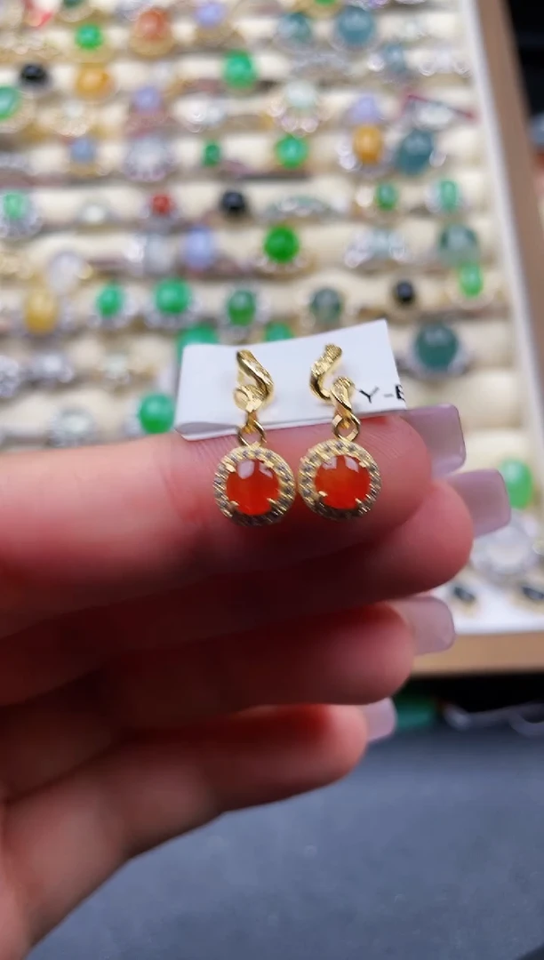 银S925镶嵌翡翠耳饰99