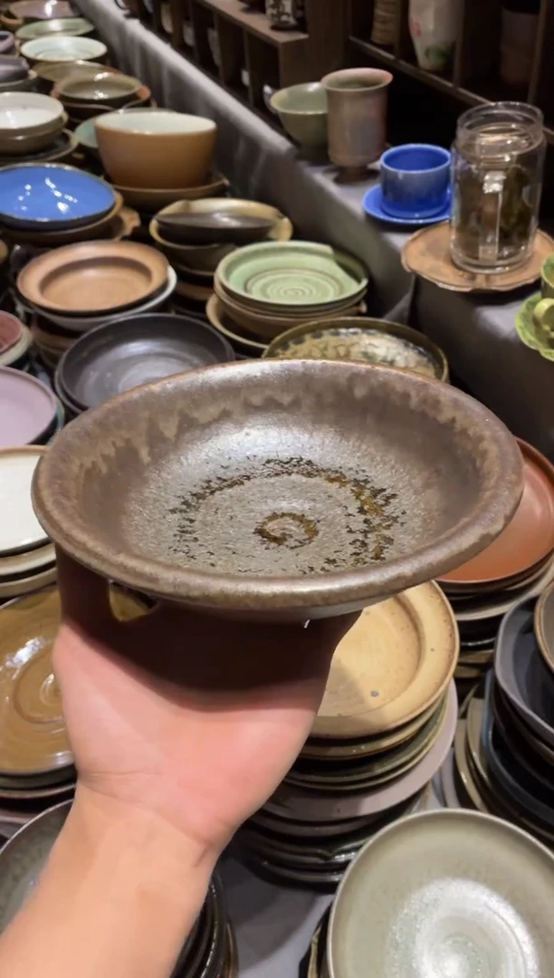 瓷片7.5寸手工黑金卷边盘（福利款）