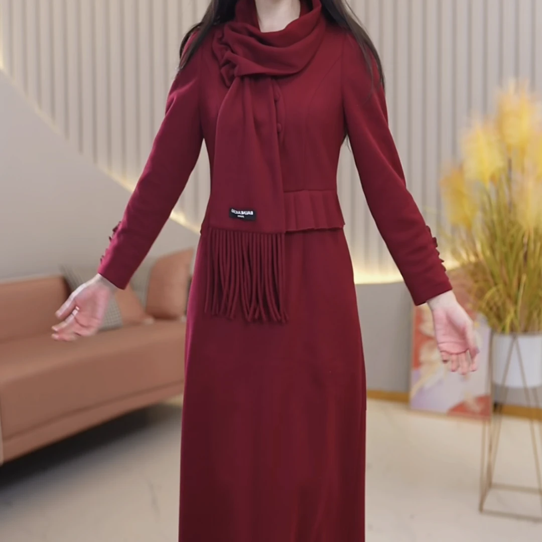 [思琪定制]冬季新款 二件套 5531#时尚 减龄 显瘦收腰 修身连衣裙