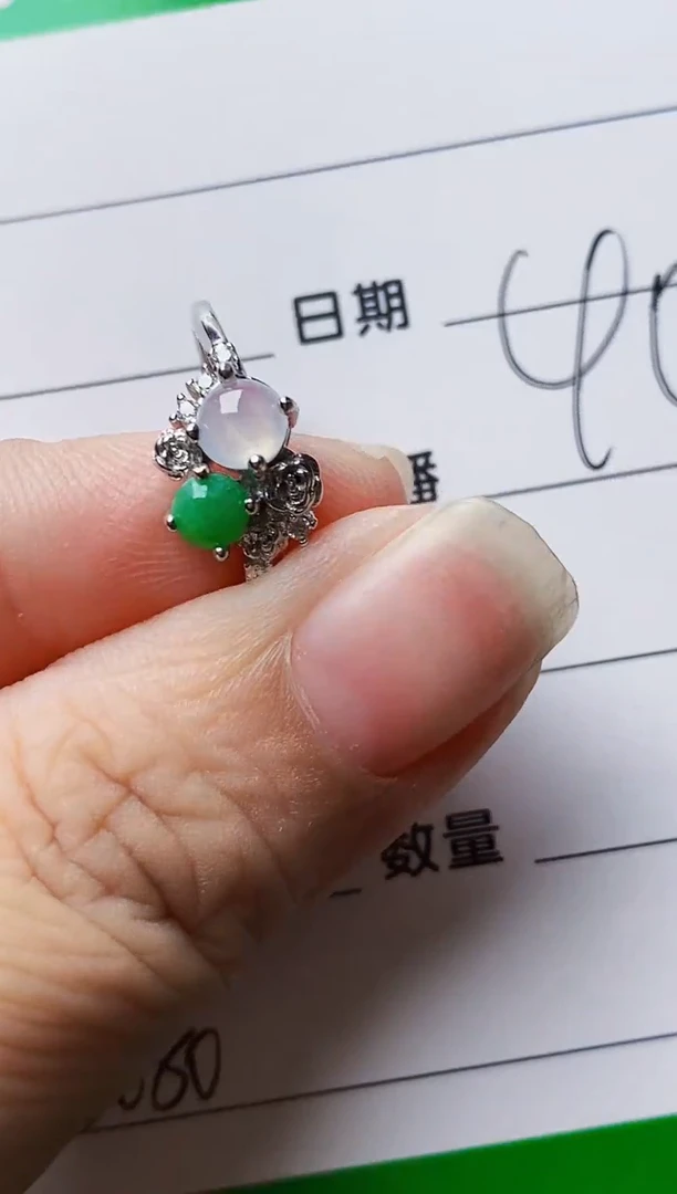 银S925镶嵌戒指翡翠3680