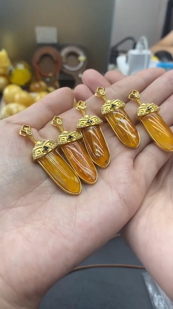 琥珀银S925镶嵌珠宝奇石1537多样性发其一默认有瑕