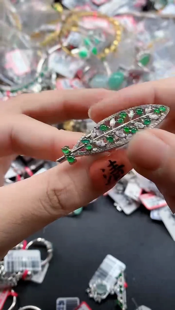 银S925镶嵌戒指翡翠天然A货缅甸翡翠