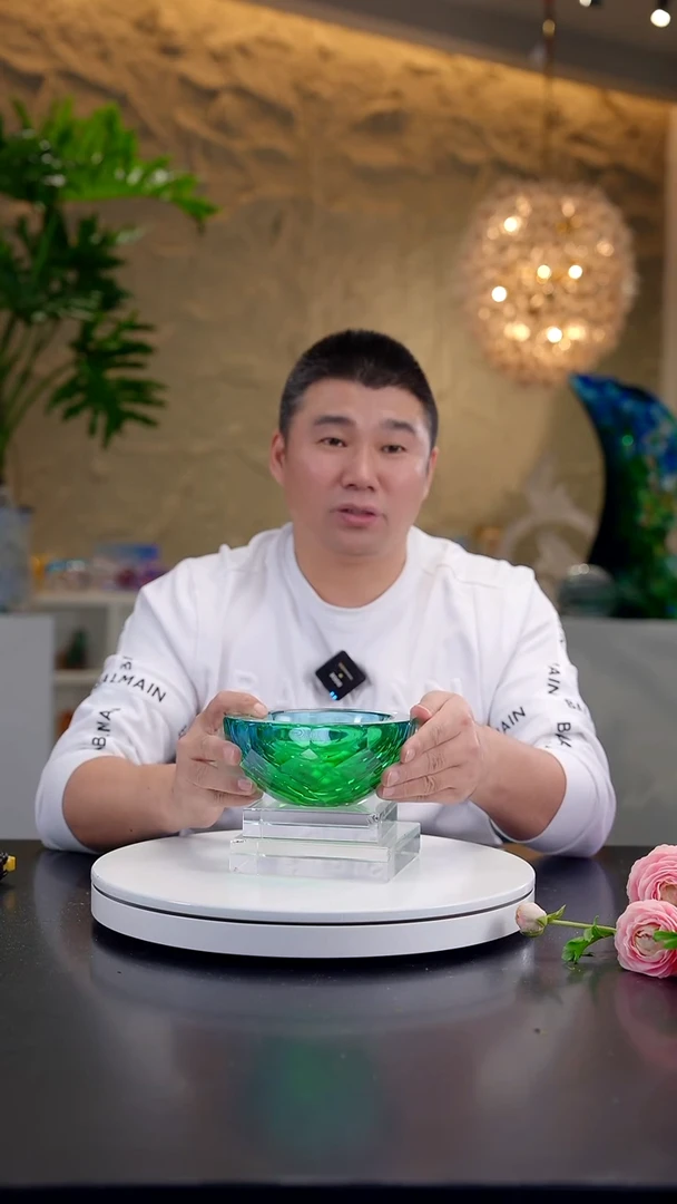 摆件蓝绿切面圆形小果碗