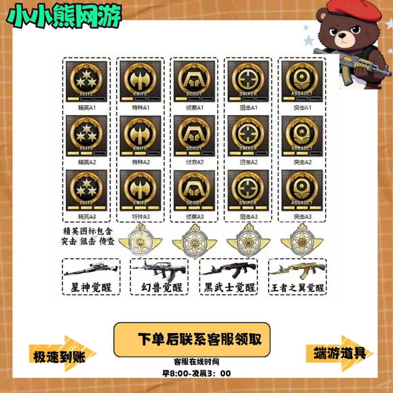 CF穿越火线精英徽章A1A2A3突击徽章侦察徽章星神觉醒