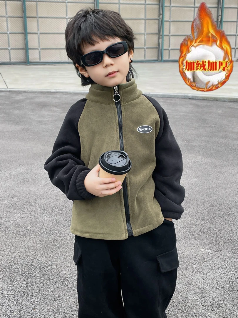 男女童奥粒绒加绒加厚外套儿童保暖立领秋冬款1-15岁