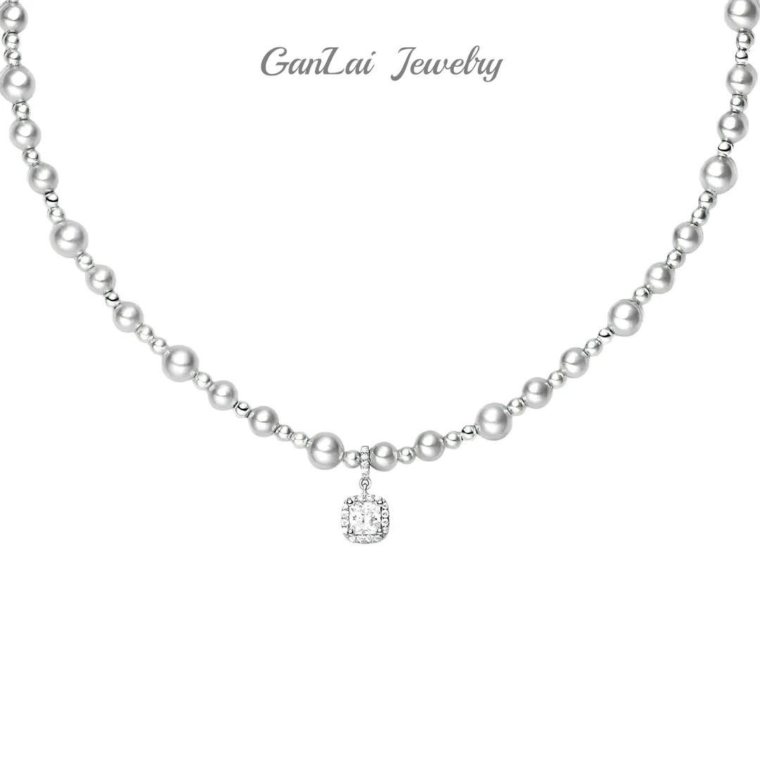 铜合金仿珍珠项链 【星芒流珠】设计师款珍珠锁骨项链气质B012