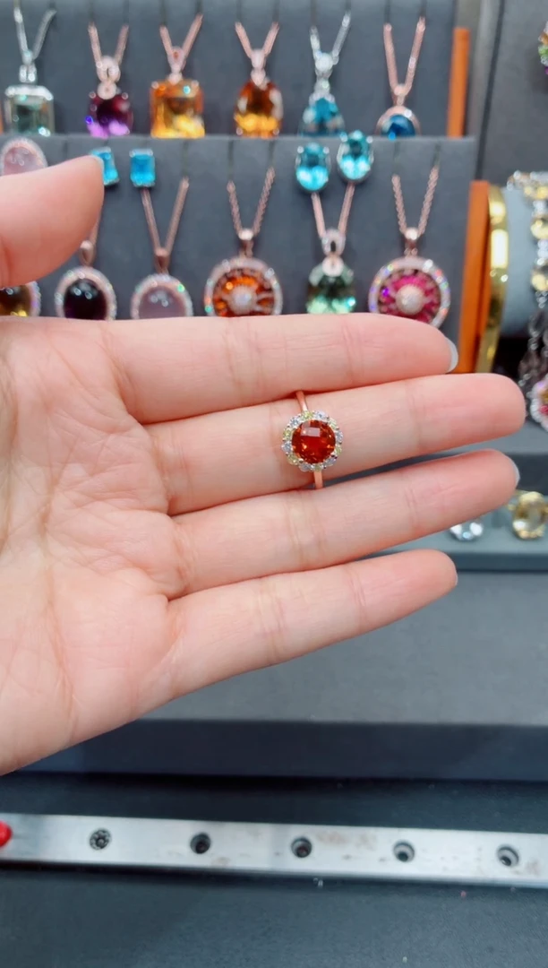 银S925镶嵌戒指黄晶黄晶戒指