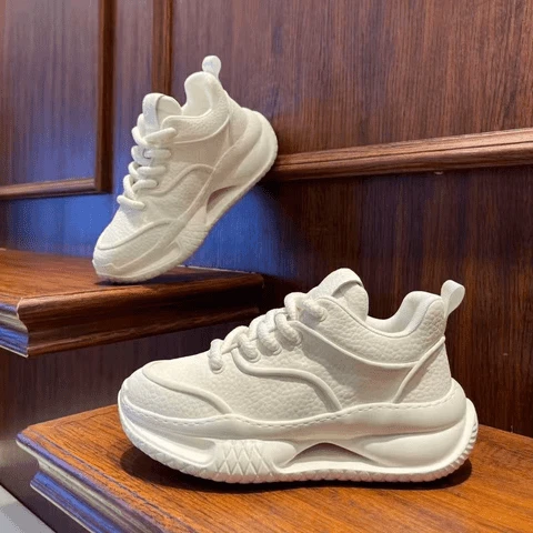 男鞋2025纯色厚底秋季皮面百搭舒适休闲潮鞋增高时尚系带朝男鞋子