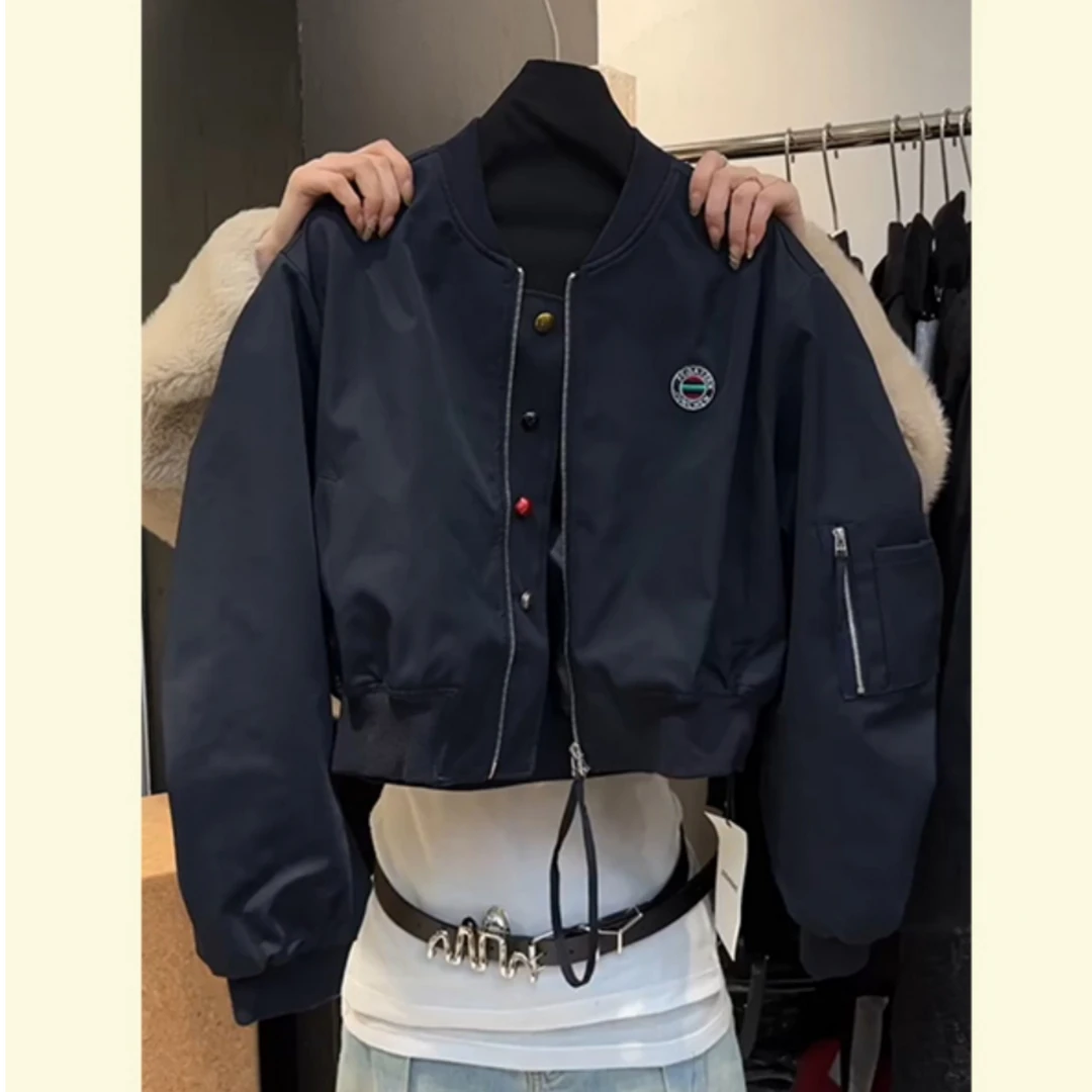 秋季飞行员棒球服外套女款减龄小众设计感短款夹克上衣百搭1013