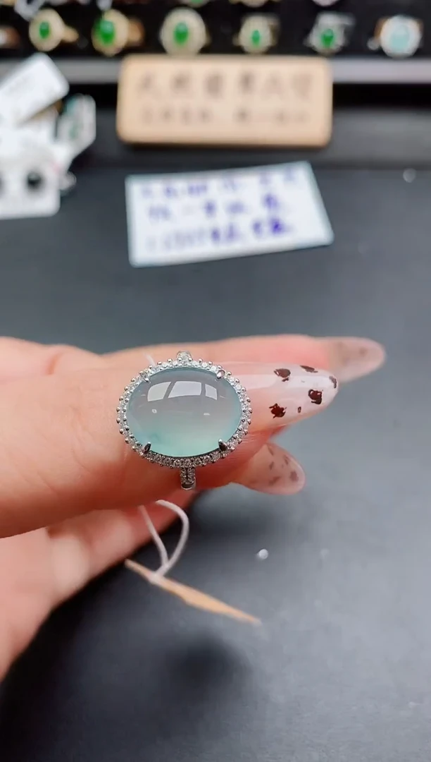 银S925镶嵌戒指翡翠1