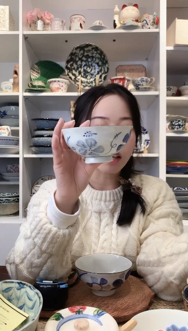 陶瓷手绘风车花米饭碗12cm