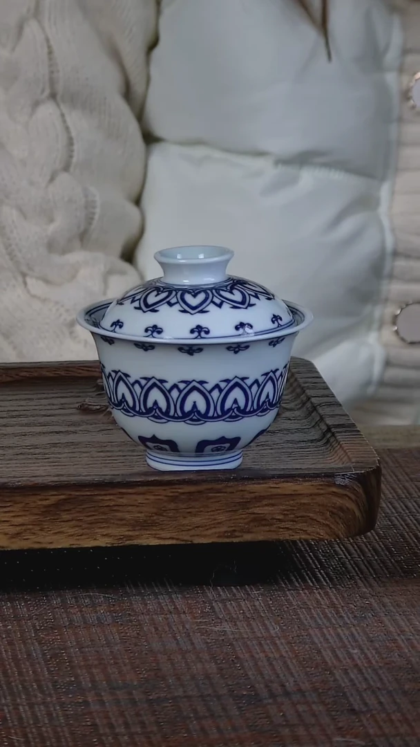 【闪购商品】折葵非器手工手绘宝相两才盖碗