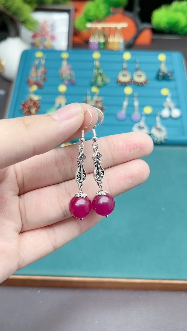 【闪购商品】玛瑙/玉髓耳钉银S925镶嵌205000