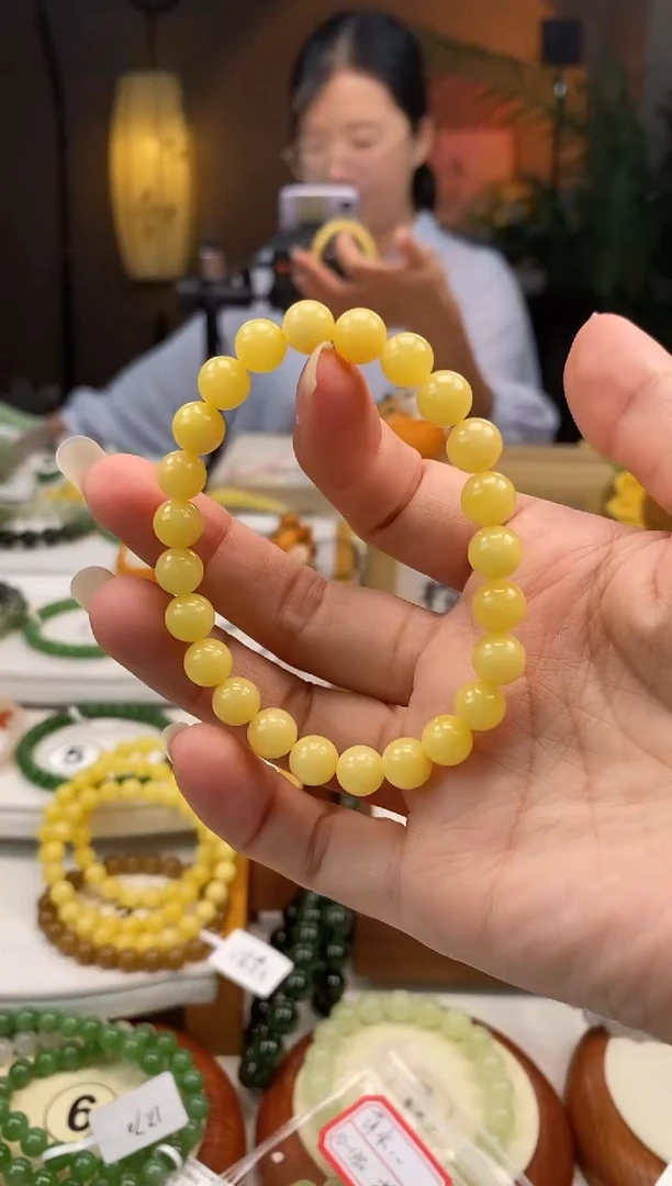 手链蜜蜡未镶嵌卡7.5左右蜜蜡手串