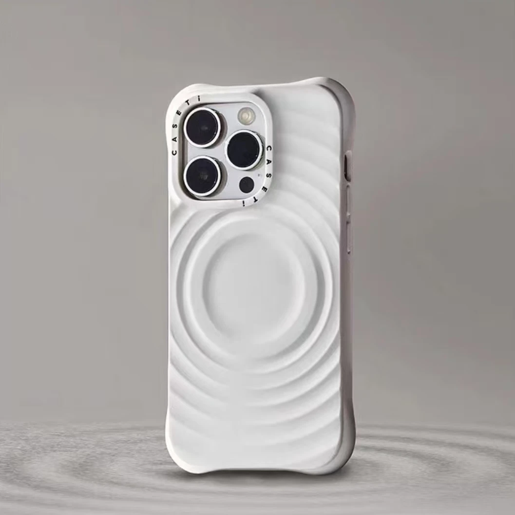 波漾纹液态硅胶苹果13/14Pro磁吸手机壳防摔耐脏iPhone16Promax