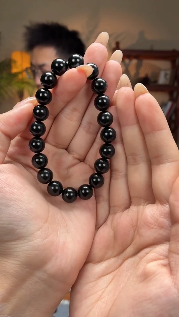 未镶嵌手串和田玉黑青10圆