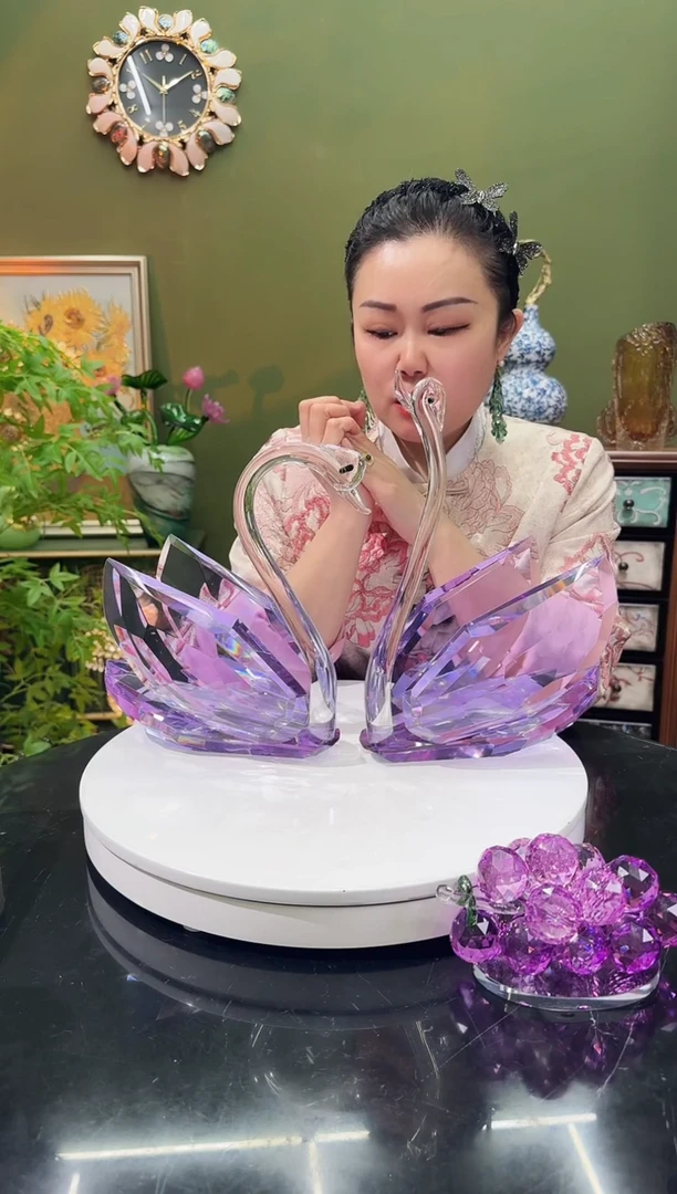 人造水晶镂空大天鹅 紫