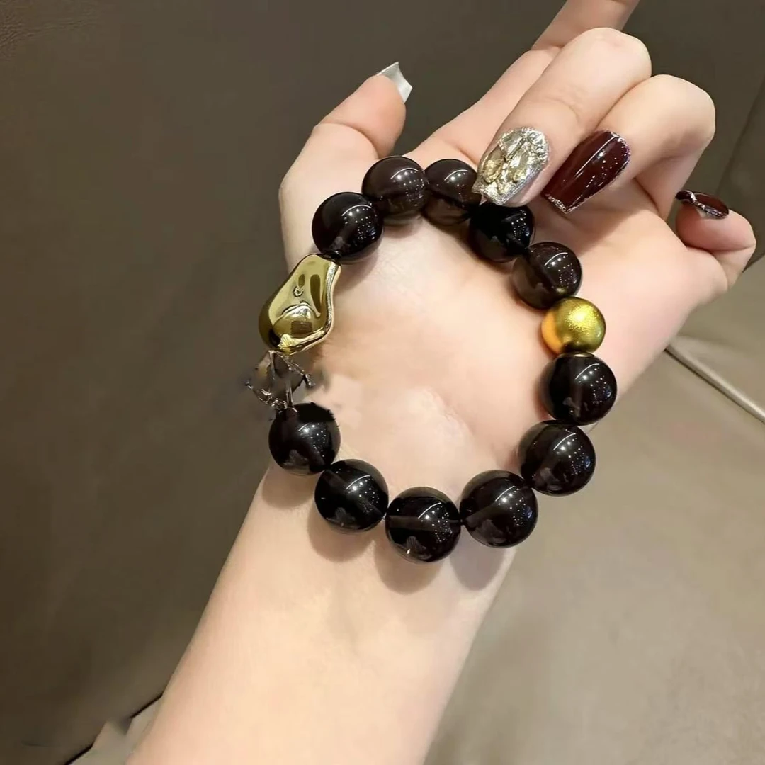 合金手链 镀K金 茶圆珠随形手串 ZR-C437