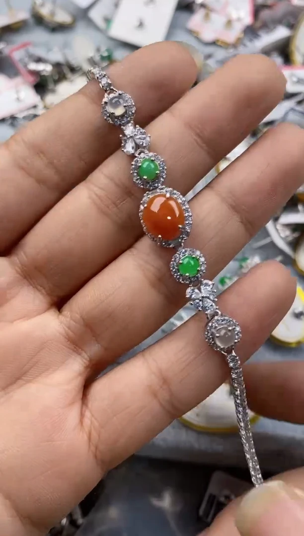 银S925镶嵌戒指翡翠555--4