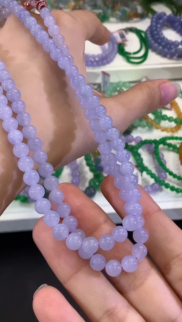 未镶嵌手串翡翠C236 紫货有色差