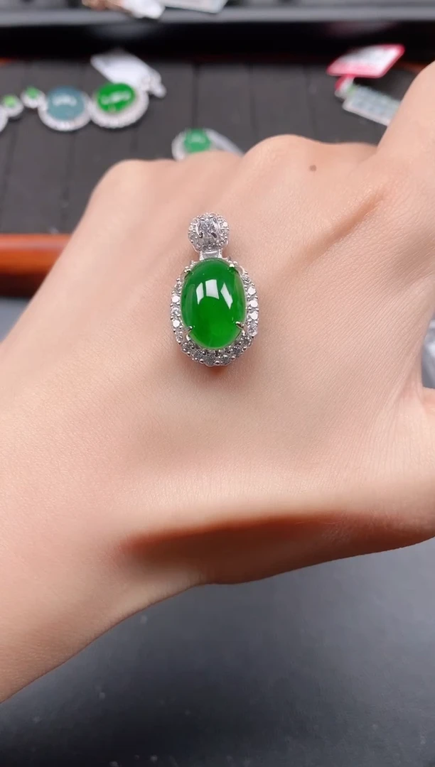 银S925镶嵌戒指翡翠111