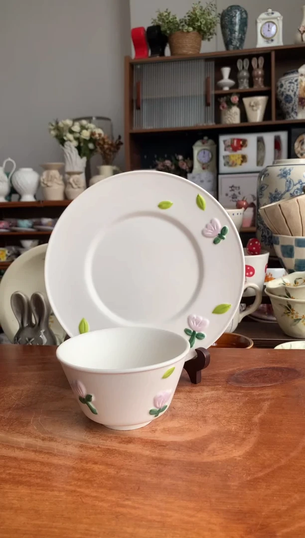 陶瓷【清仓微瑕】紫色郁金香两件套