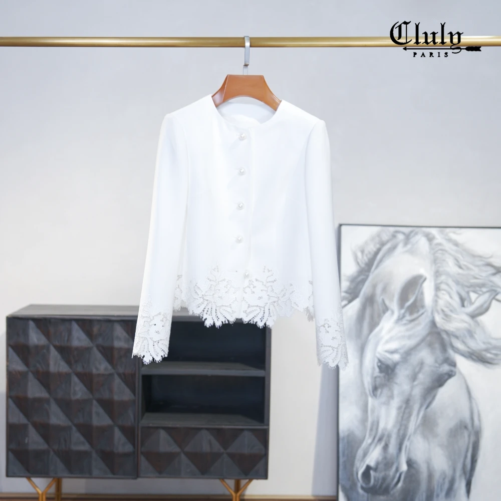 【CLULY】`天空之城~！欧洲高端品牌重工丝光睫毛绣花醋酸外套1W705