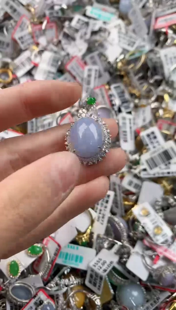 银S925镶嵌戒指翡翠666   2