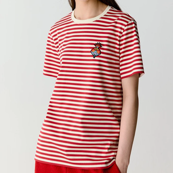 【阿蒙新款】水柔棉条纹T恤