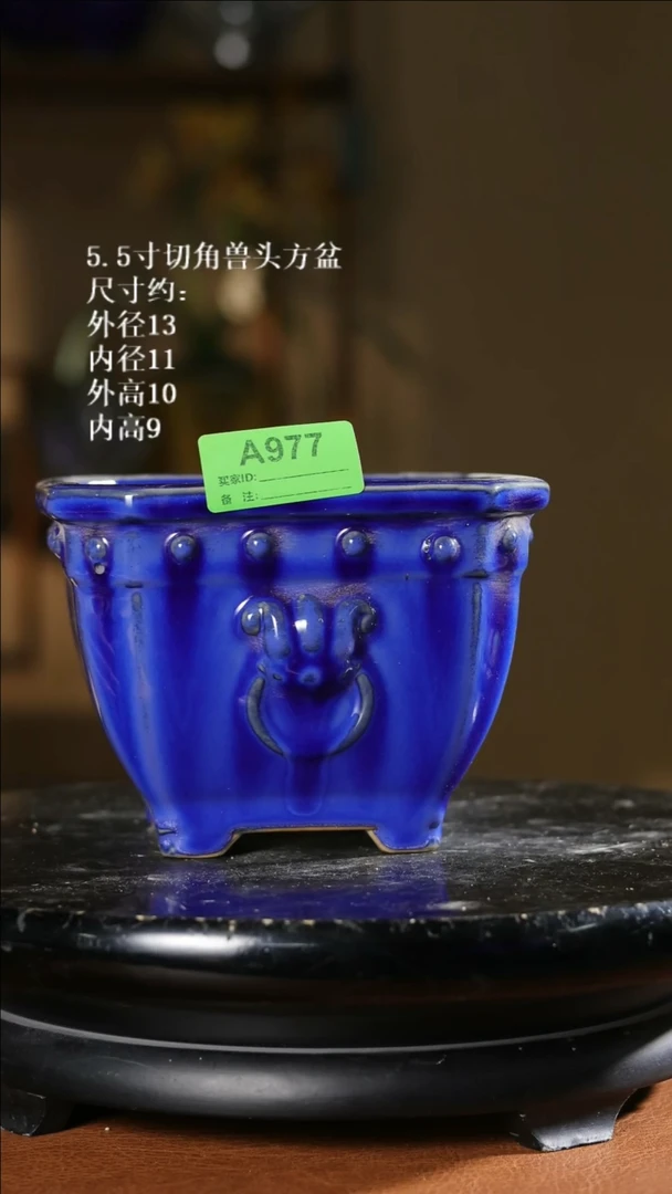 5.5寸切角兽头方盆  977