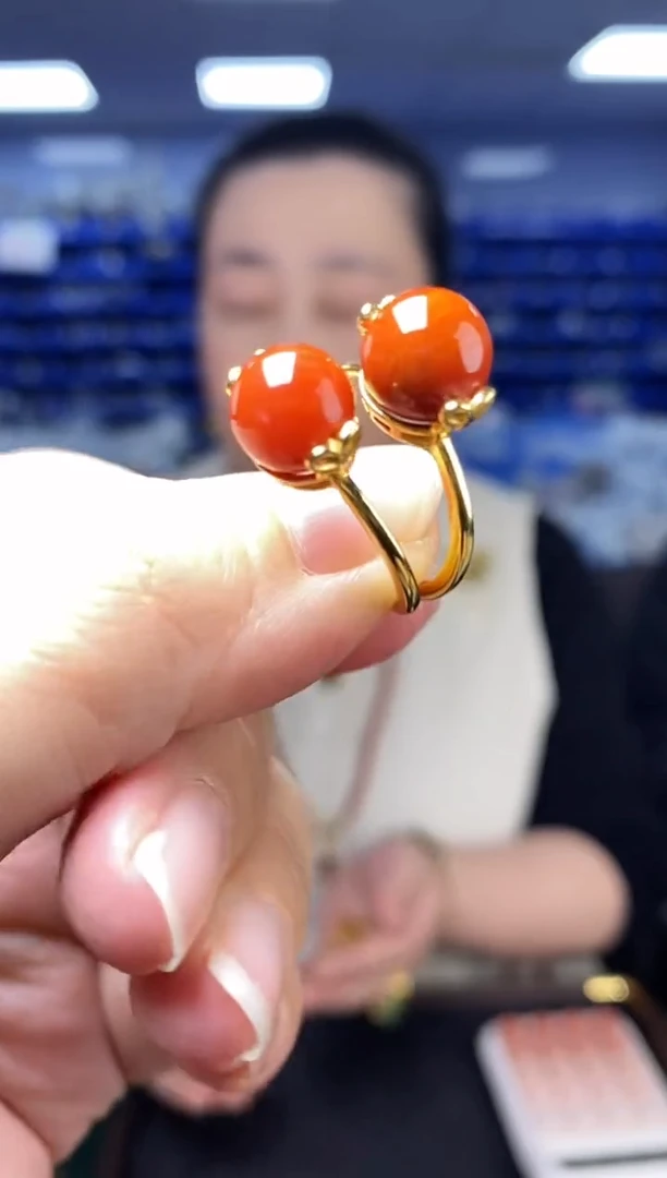 银S925镶嵌戒指玛瑙/玉髓多样性发货发其一