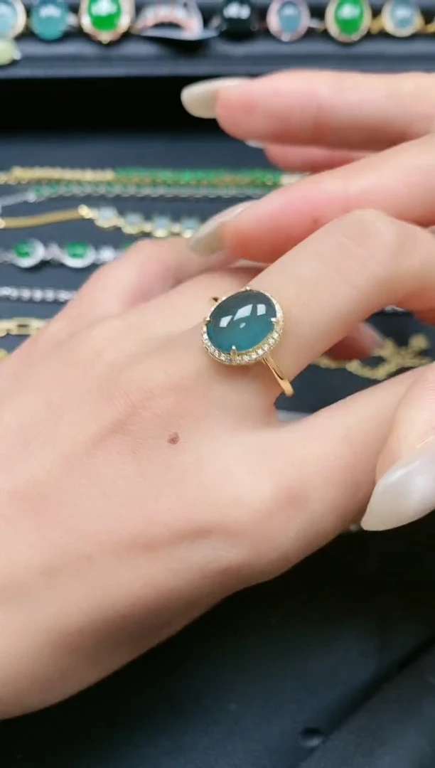 翡翠戒指银S925镶嵌1111