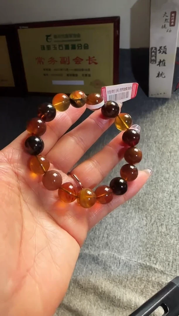 手串琥珀未镶嵌#39缅甸琥珀多宝手串12mm