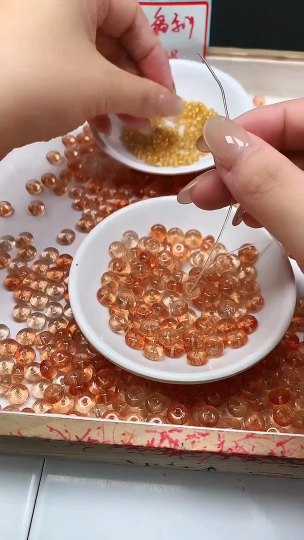 未镶嵌珠宝半成品水晶A2117 冰橘水晶算盘4*8mm20个8元