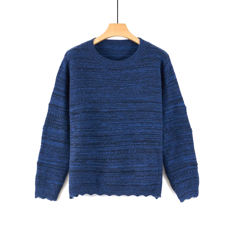 天山【100山羊绒】2025秋冬圆领宽松套头条纹百搭羊绒衫-YTNL5818T