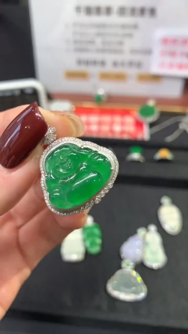 【闪购商品】翡翠吊坠(不含链)18K金镶嵌佛公回流不退不换|5800+0