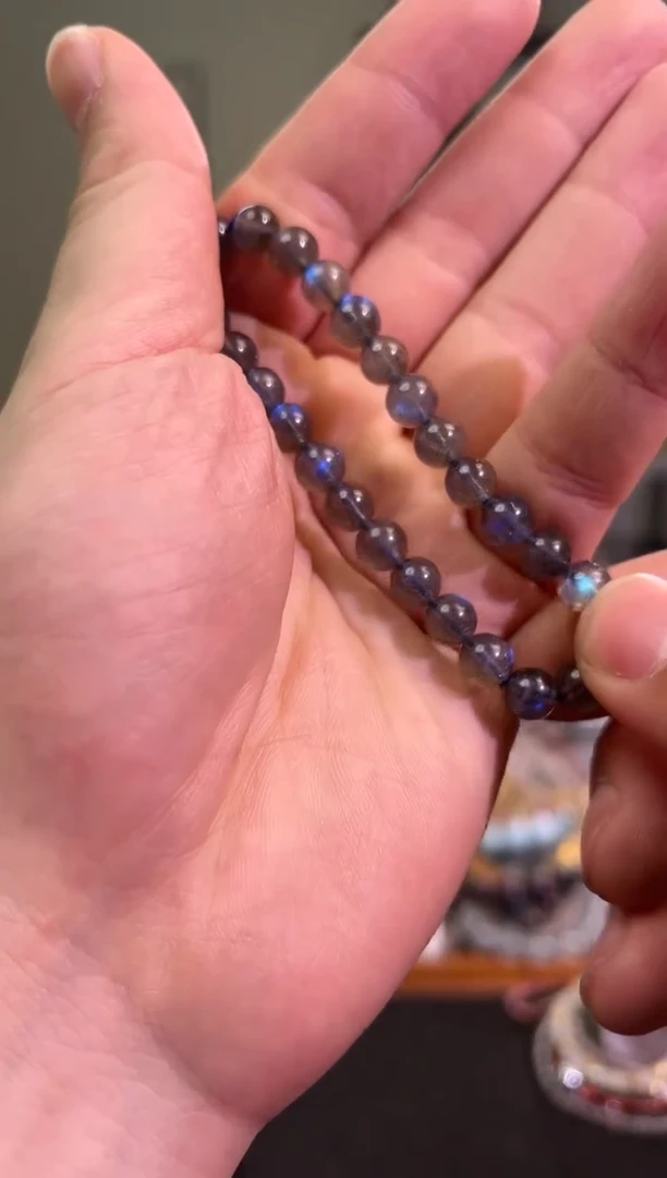 【闪购商品】拉长石手链未镶嵌7mm±黑体灰月光（多样性发其一）