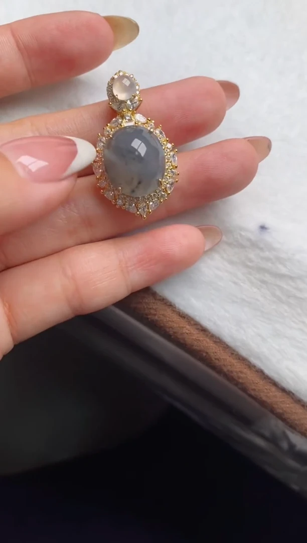 银S925镶嵌戒指翡翠天然A货翡翠