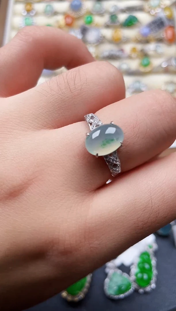 银S925镶嵌翡翠耳饰69