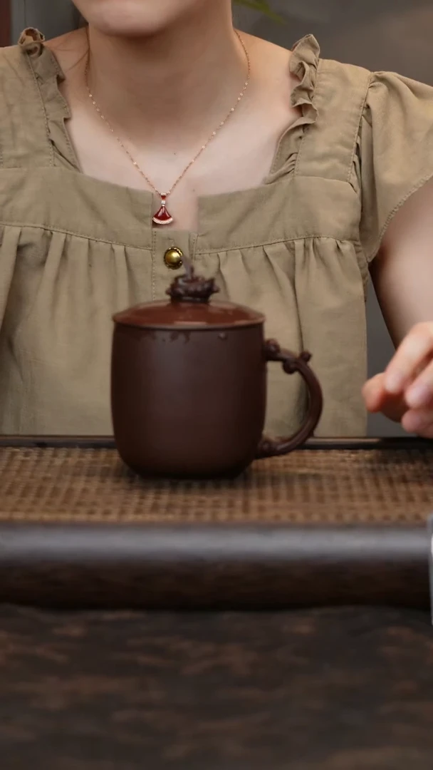 茶杯紫砂紫泥一帆盖杯