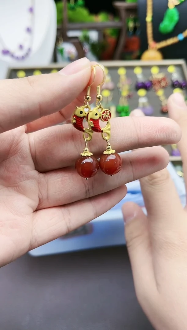 【闪购商品】南红玛瑙耳饰银S925镶嵌732000