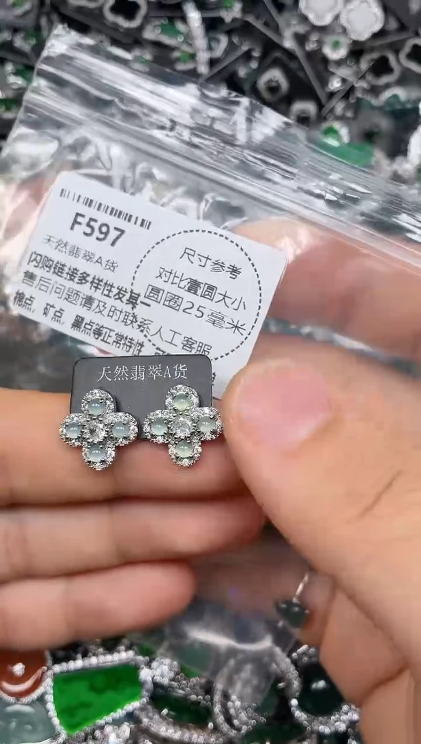 颈饰未镶嵌翡翠F597耳钉
